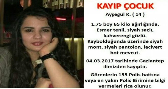 Gaziantep'te 14 yaşındaki Ayşegül kaçırıldı mı?