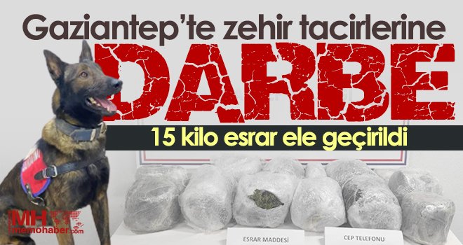 Gaziantep'te 15 kilo esrar ele geçirildi