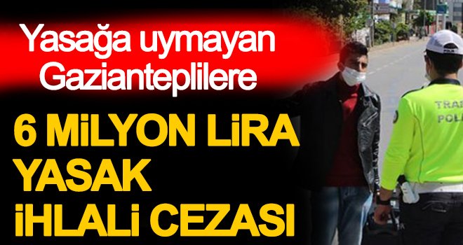 Gaziantep'te 2 bin 74 kişiye 6 milyon lira yasak ihlali cezası