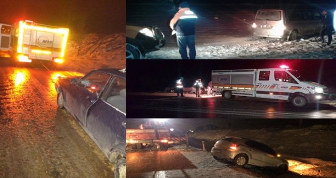 Gaziantep'te araçlar yolda kaldı, imdadına AFAD yetişti