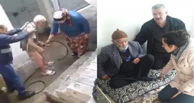Gaziantep'te bahçede yıkanan yaşlı, huzurevine yerleştirildi