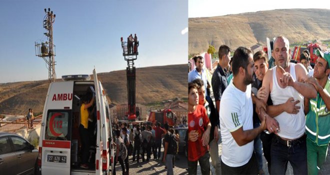 Gaziantep'te borçlarını ödeyemediği için direğe çıktı, son anda kurtarıldı