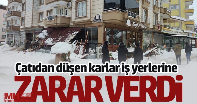 Gaziantep’te çatıdan düşen karlar iş yerlerine zarar verdi