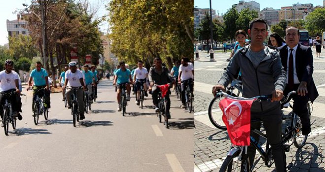 Gaziantep'te Görme engelliler ilk derse bisikletlerle gitti