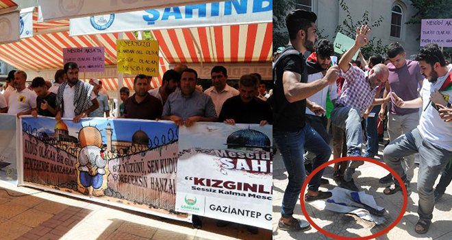 Gaziantep'te İsrail bayrağı yakıldı