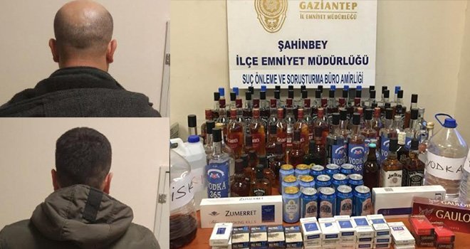Gaziantep'te kaçak içki operasyonu: 2 kişi gözaltında