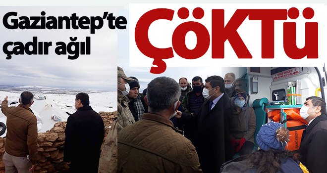 Gaziantep'te kar yağışı nedeniyle çadır ağıl çöktü
