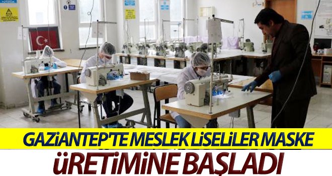 Gaziantep'te meslek liseliler maske üretimine başladı