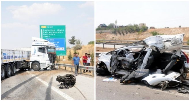 Gaziantep'te otomobil ile TIR çarpıştı: 1 ölü, 1 yaralı