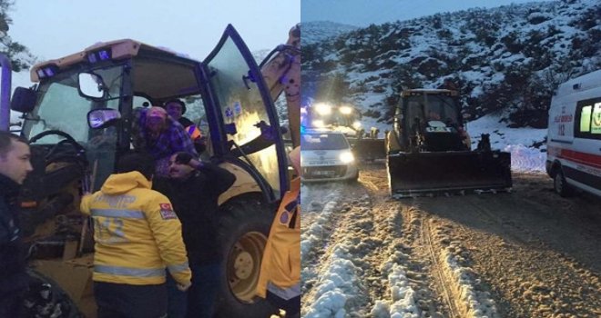 Gaziantep'te yaşlı kadının imdadına iş makinesı yetişti