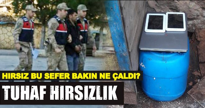 Girdiği evden, dizüstü bilgisayar, tablet ve zeytinyağı...