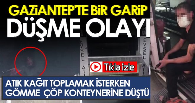 Gömme çöp konteynerine düşen şahsı itfaiye kurtardı