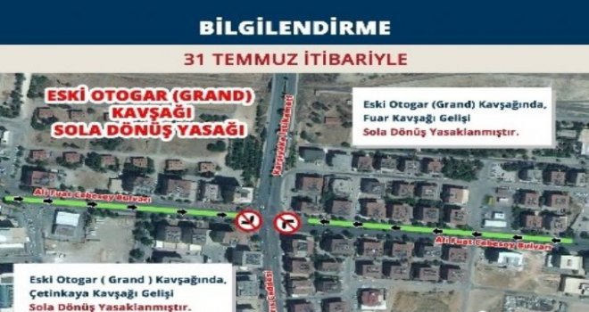 Grand Kavşağı’nda sola dönüşler kapatılıyor