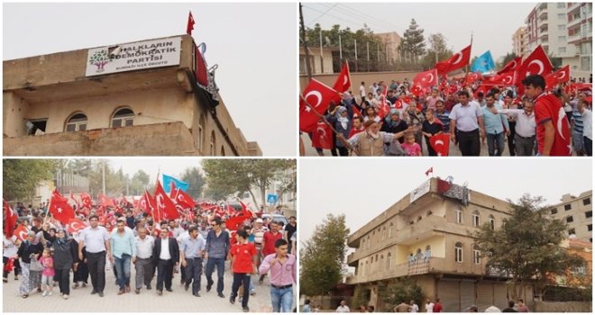 HDP BİNASINA TÜRK BAYRAĞI ASTILAR