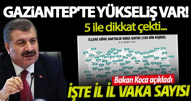 İllere göre haftalık vaka sayısı açıklandı! Gaziantep ne durumda?