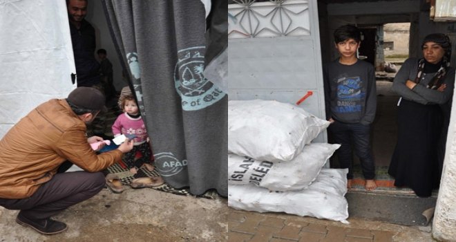 İslahiye'de 700 Suriyeli Aileye Odun ve Çorap