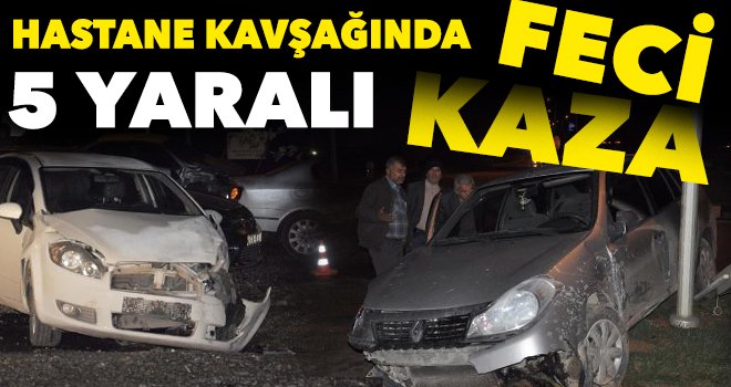 İslahiye'de kavşakta otomobiller çarpıştı: 5 yaralı