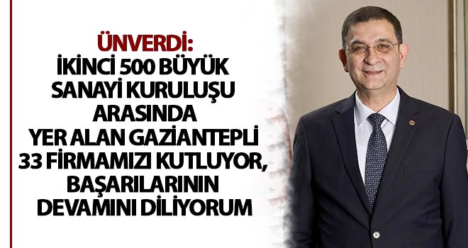İSO ikinci 500 listesinde Gaziantep'ten 33 firma yer aldı