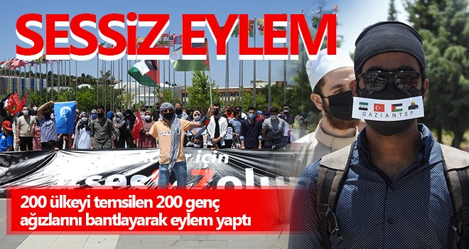 İsrail zulmune sessiz kalan ülkelere Gaziantep'te bantlı tepki