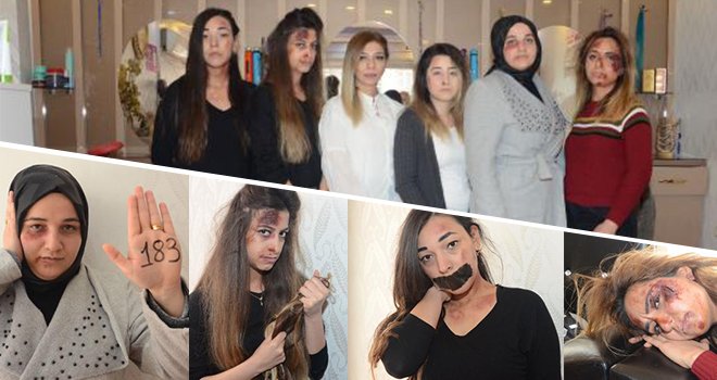 Kadına yönelik şiddete 'dayak' makyajıyla dikkat çekecekler