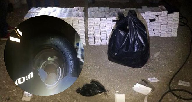 Kamyonun lastiklerinden 5 bin paket kaçağı sigara çıktı