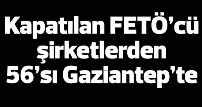 Kapatılan FETÖ’cü şirketlerden 56’sı Gaziantep’te