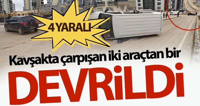 Kaza sonrası devrilen minibüs metrelerce sürüklendikten sonra durabildi