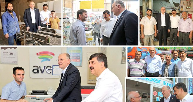 Koçer ile Fadıloğlu esnafı ziyaret etti 