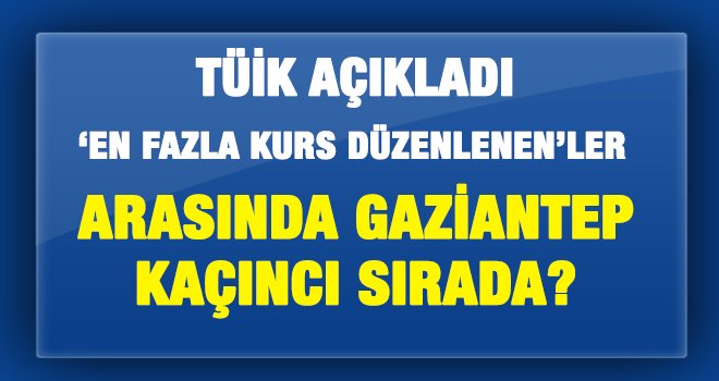 Kurs düzenlenen şehirler arasında Gaziantep kaçıncı sırda?