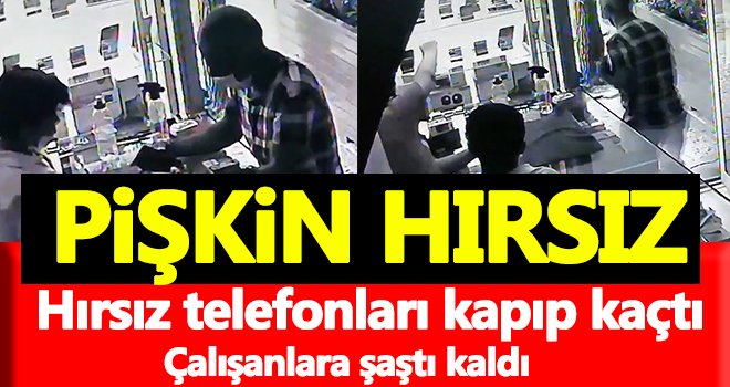 Müşteri gibi girdiği telefoncuda hırsızlık yaptı
