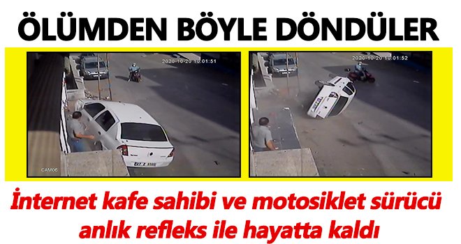 Otomobilde bulunan 4 kişide hafif yaralarla kazadan kurtuldu