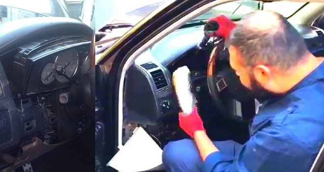 Otomobilin gösterge panelinden uyuşturucu çıktı
