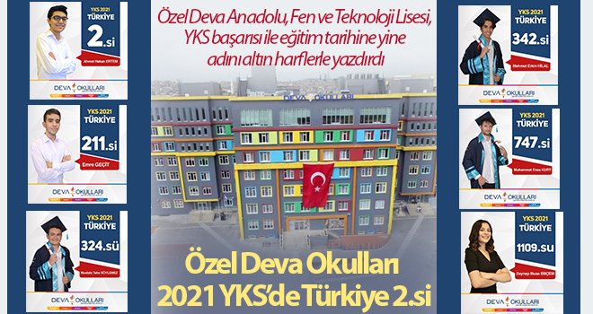 Özel Deva Okulları 2021 YKS’de Türkiye 2.si