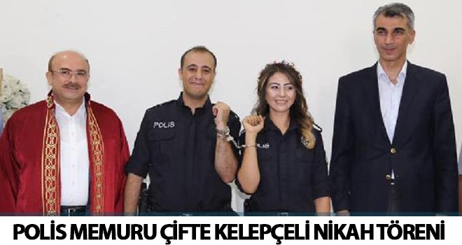 Polis memuru çifte kelepçeli nikah töreni
