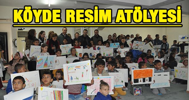 Ressam Güneştekin, köy çocukları ile resim yaptı