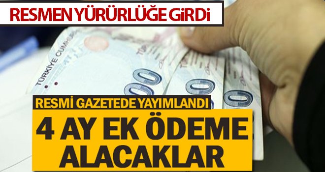 Sağlık çalışanlarına 4 ay süreyle ek ödeme...