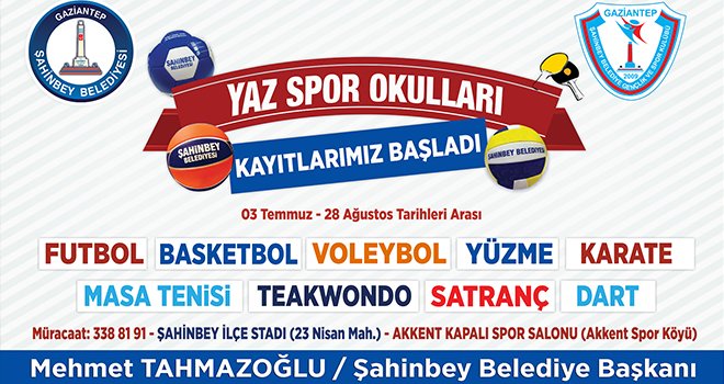 Şahinbey'de yaz spor okulu kayıtları başlıyor