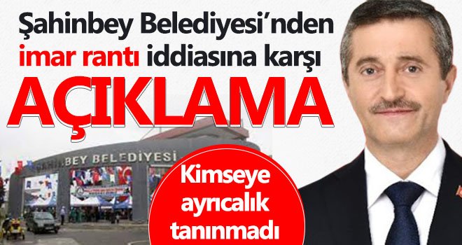 Şahinbey’den Yamaçtepe ile ilgili yazılı açıklama