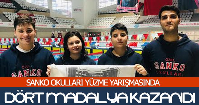 SANKO Okulları, yüzme yarışmasında dört madalya kazandı