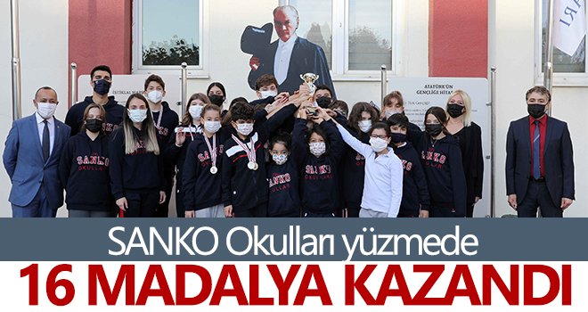 SANKO Okulları yüzmede 16 madalya kazandı