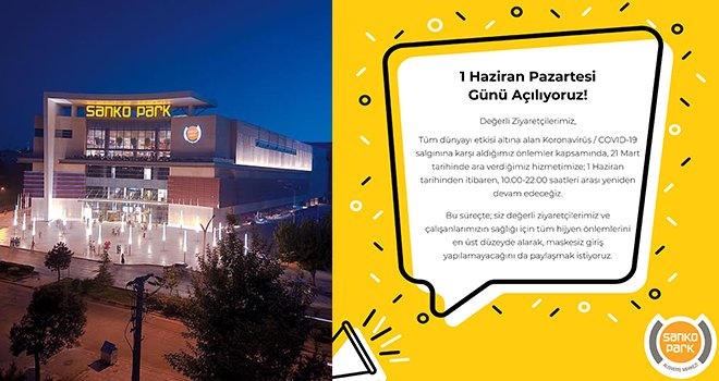 Sanko Park 1 Haziran'da yeniden açılıyor