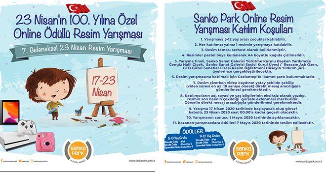 Sanko Park 23 Nisan online resim yarışması düzenliyor