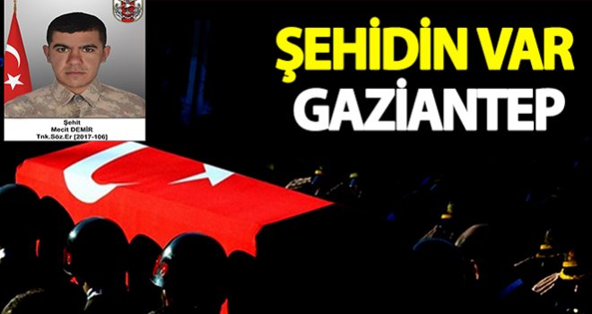 Şehit Ateşi Gaziantep'e düştü:Demir şehit oldu