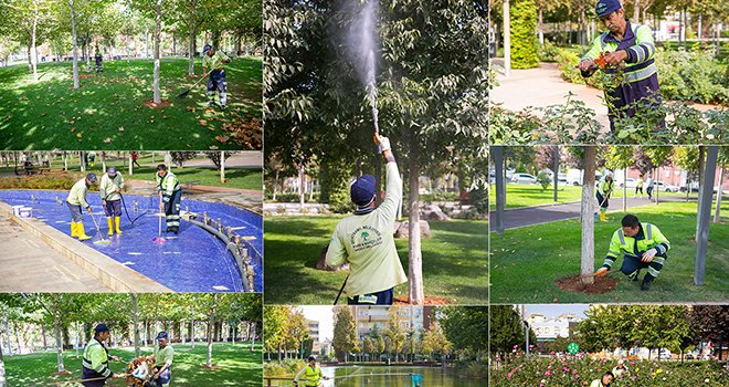 Şehitkamil'de kış öncesi parklarda çalışma