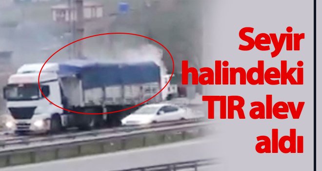 Seyir halindeki TIR alev aldı...