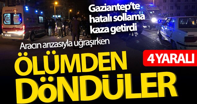 Sollamaya çıkan araç park halindeki otomobile çarptı