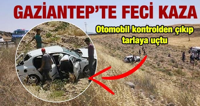 Tarlaya devrilen otomobildeki çift ağır yaralandı