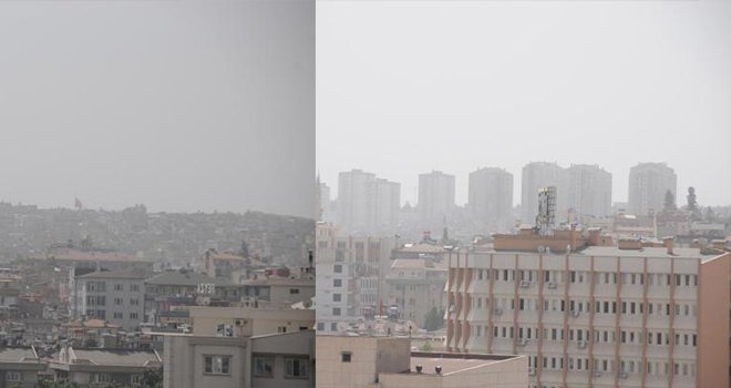 GAZİANTEP'TE GÖKYÜZÜ GRİYE BOYANDI