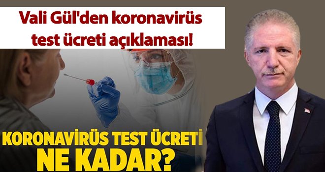 Vali Gül’den koronavirüs test ücreti açıklaması!