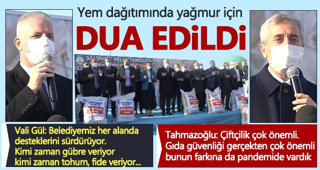 Yem dağıtımında yağmur için dua edildi